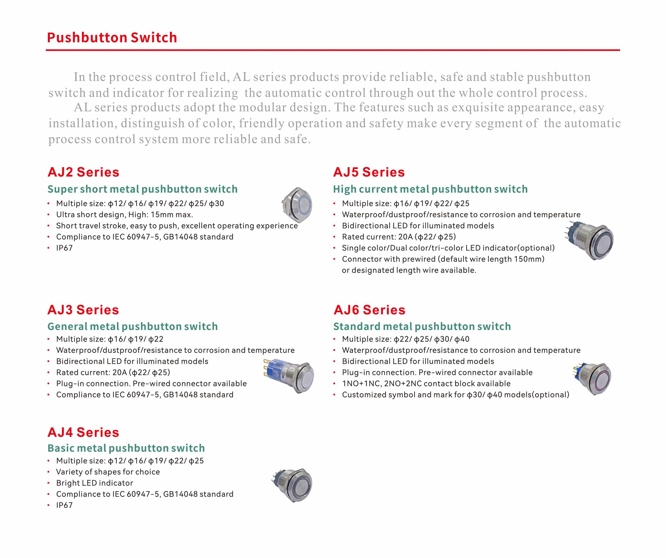 AJ5 Series High current metal button switch